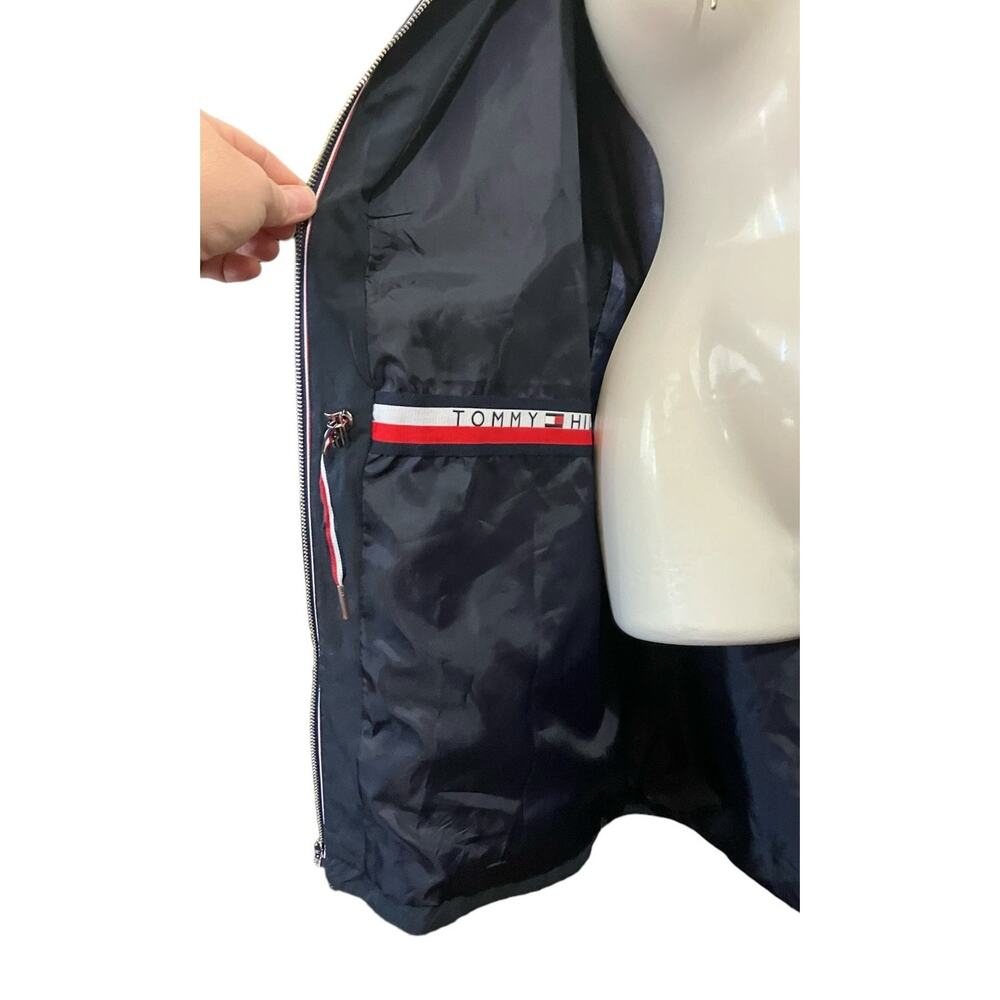 Tommy Hilfiger Women's Navy Full Zip Storm Jacket w/ Hood Pockets | Size L EUC - Picture 8 of 16